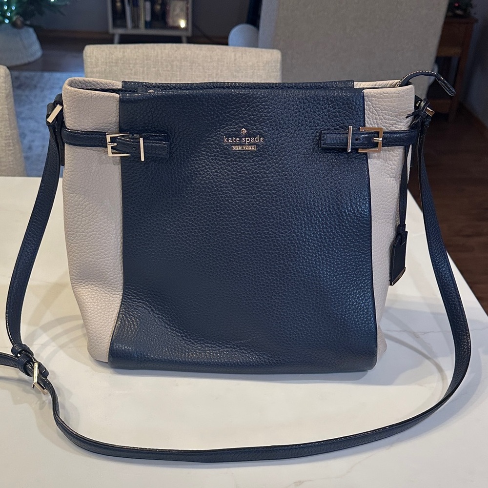 Kate Spade Two-Tone Navy and Cream Shoulder Bag